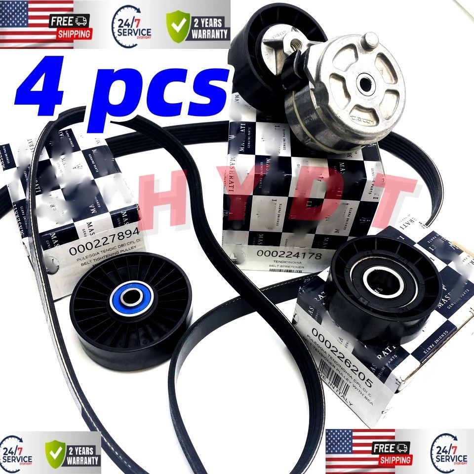 4 pcs Genuine Belt Tensioner Pulley Kit fit Maserati Quattroporte GranTurismo GC 4 pcs Genuine Belt Tensioner Pulley Kit fit Maserati Quattroporte GranTurismo GC