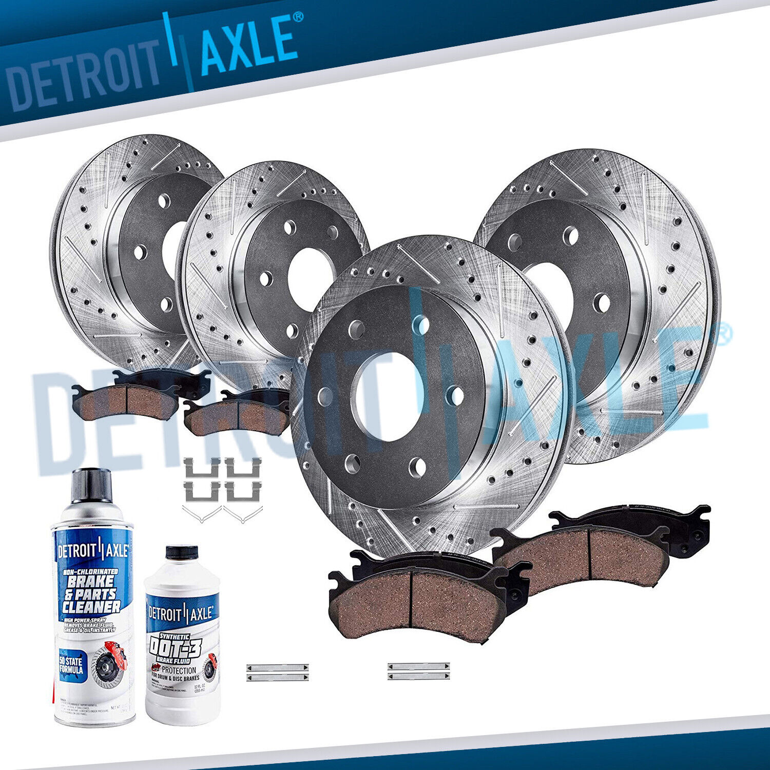 Front and Rear DRILLED Disc Rotors + Ceramic Brake Pads for Nissan Armada Titan