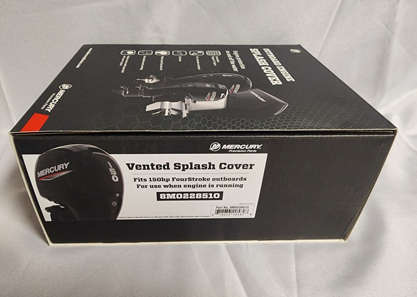 Mercury OEM 150 HP FourStroke Outboard Vented Splash Cowl Cover 8M0228510 Black Mercury OEM 150 HP FourStroke Outboard Vented Splash Cowl Cover 8M0228510 Black