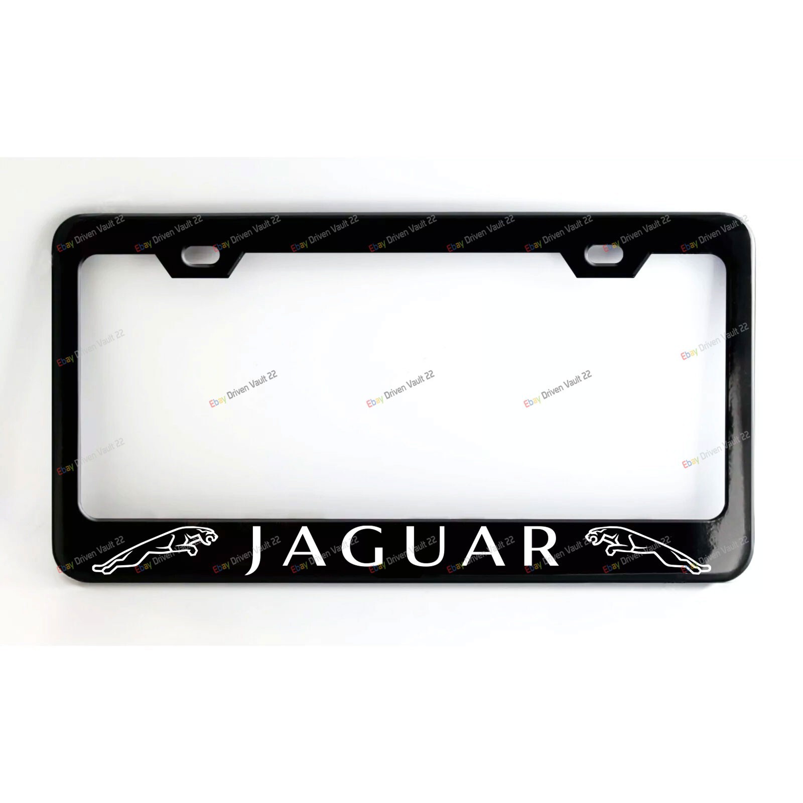 JAGUAR Custom Made Black Metal License Plate Frame  +Screw Caps