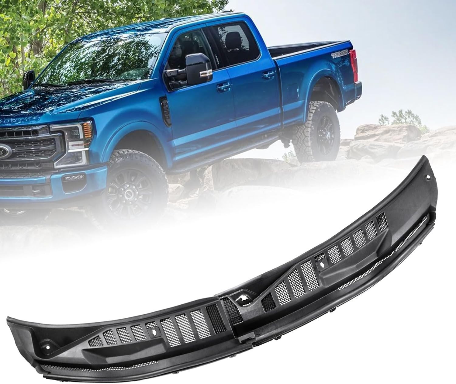 Windshield Wiper Cowl Panel Grille Compatible with 2017-2022 Ford F250 F350 F450 Windshield Wiper Cowl Panel Grille Compatible with 2017-2022 Ford F250 F350 F450