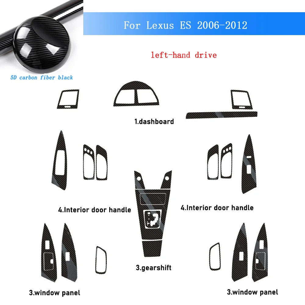 For For Lexus ES 2006-2012 Carbon Fiber Pattern Interior DIY Trim Decals