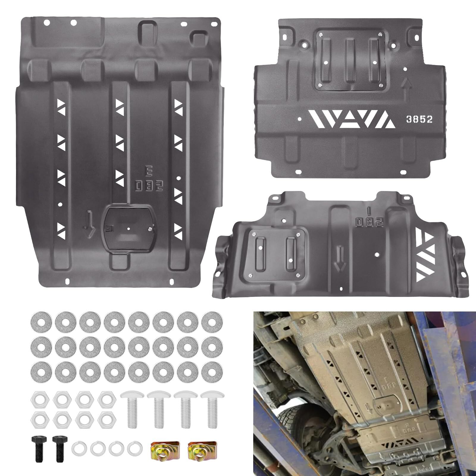 Full Skid Plate Package w/Front Transmission Skid Plate For 2015-2022 Ford F150