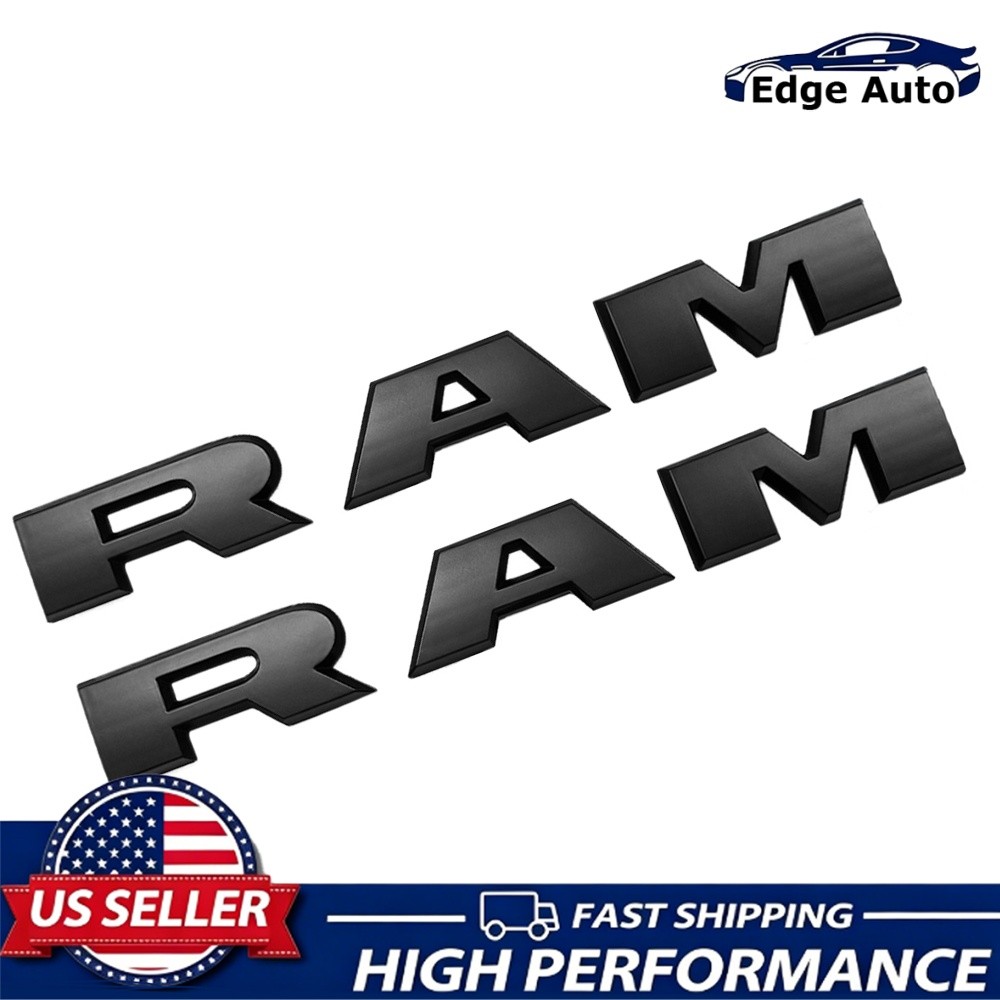 2x Black Front Door Side Letters Emblems For RAM 1500 2500 3500 2019-2023 Badges