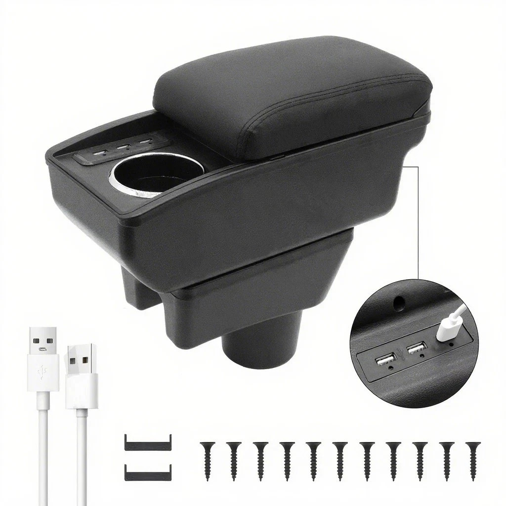 Double layer Armrest Box For Mitsubishi Mirage Attrage 2014-2024 With 6USB Ports
