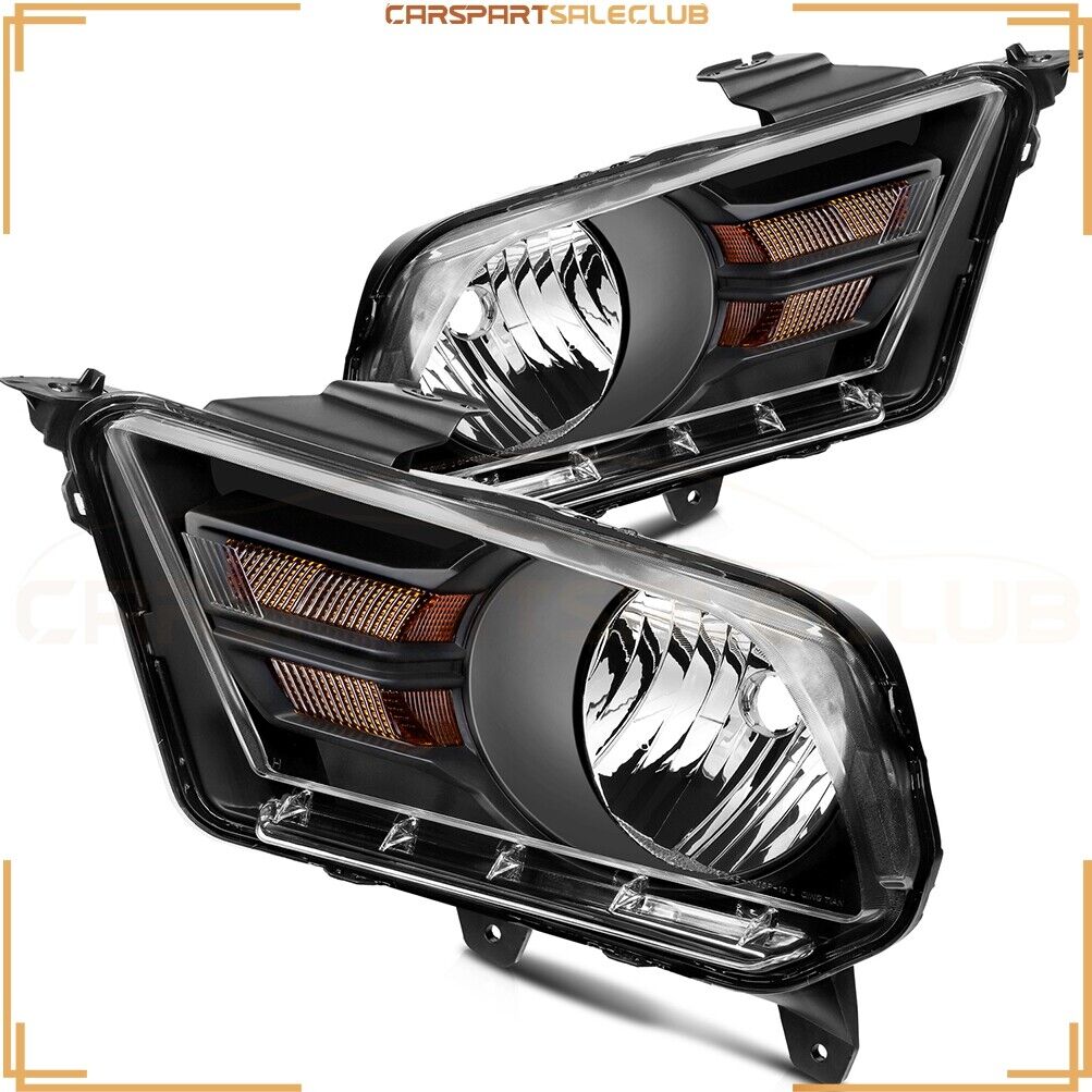 Pair Headlight Assembly For 2010-2014 Ford Mustang 3.7L V6 2-Door GAS DOHC LH+RH