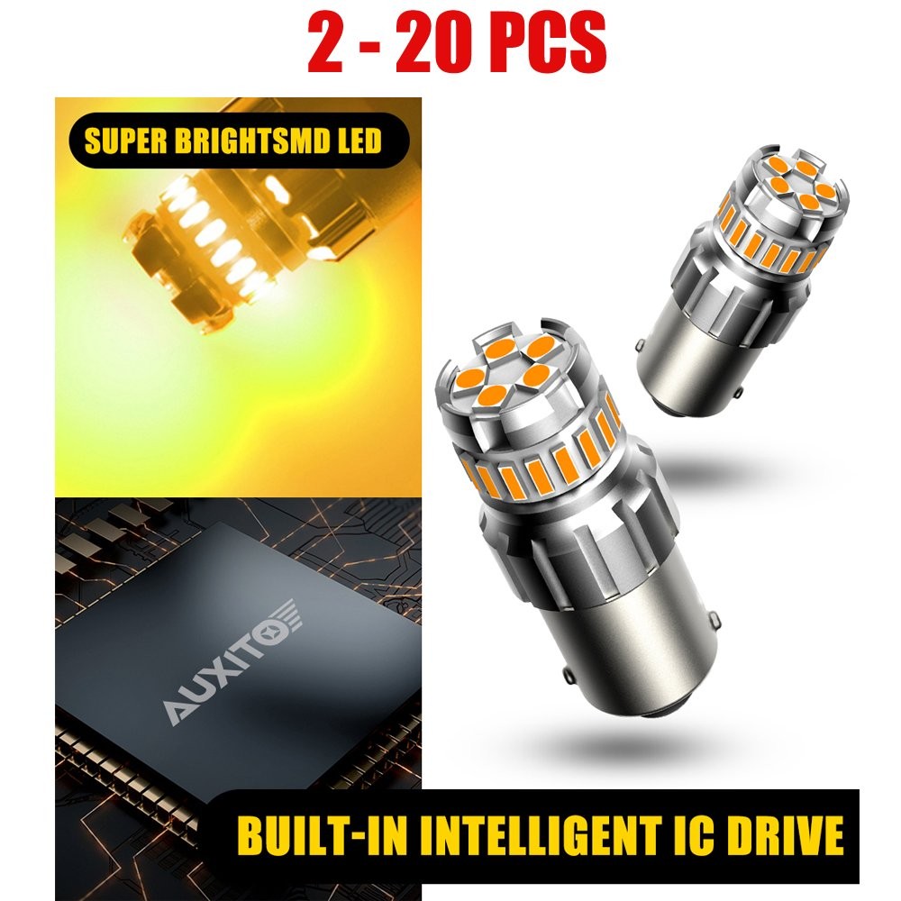 2-20 AUXITO 1156 P21W Amber LED Parking Turn Signal Light Bulb Error Free CANBUS