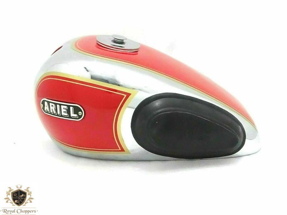 Fit For Ariel 350cc Red Painted & Chrome Steel Petrol Tank & Knee Pad &Cap