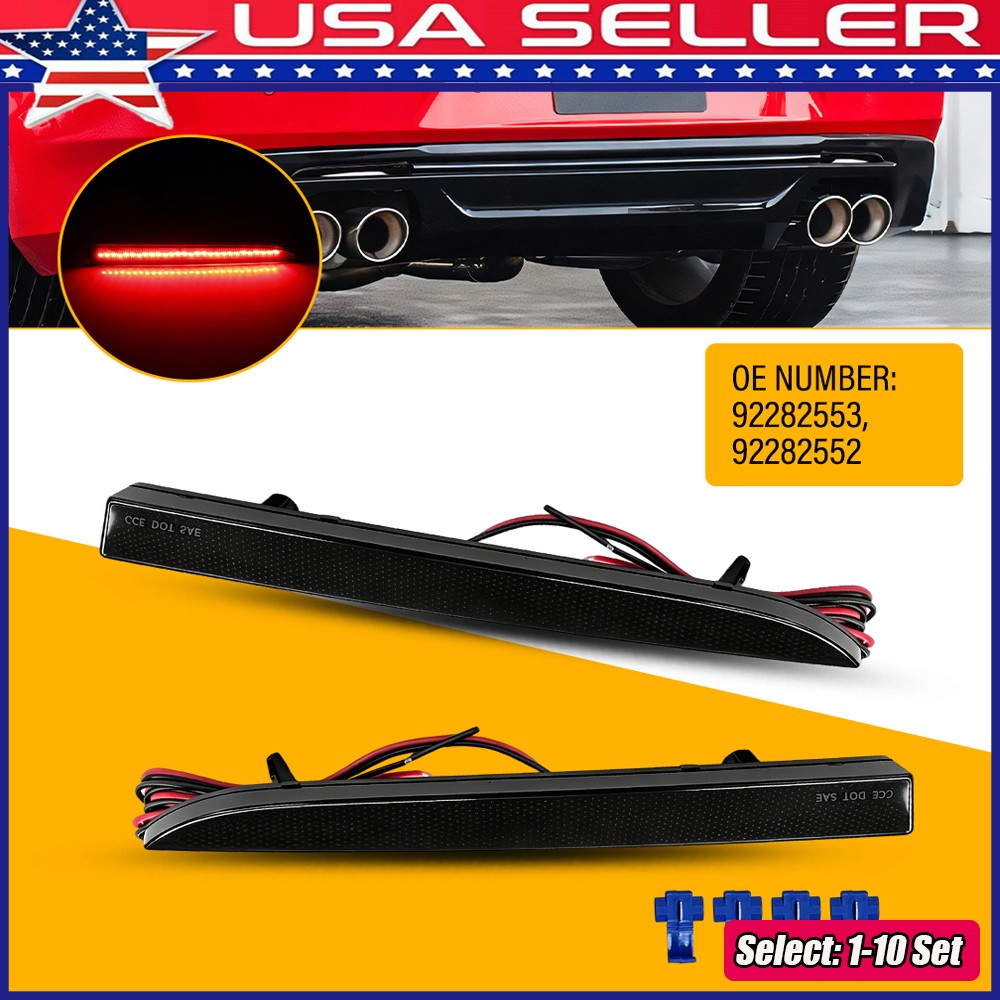 1-10x Red LED Rear Bumper Reflector Light For 16-22 Chevrolet Camaro Pontiac G8