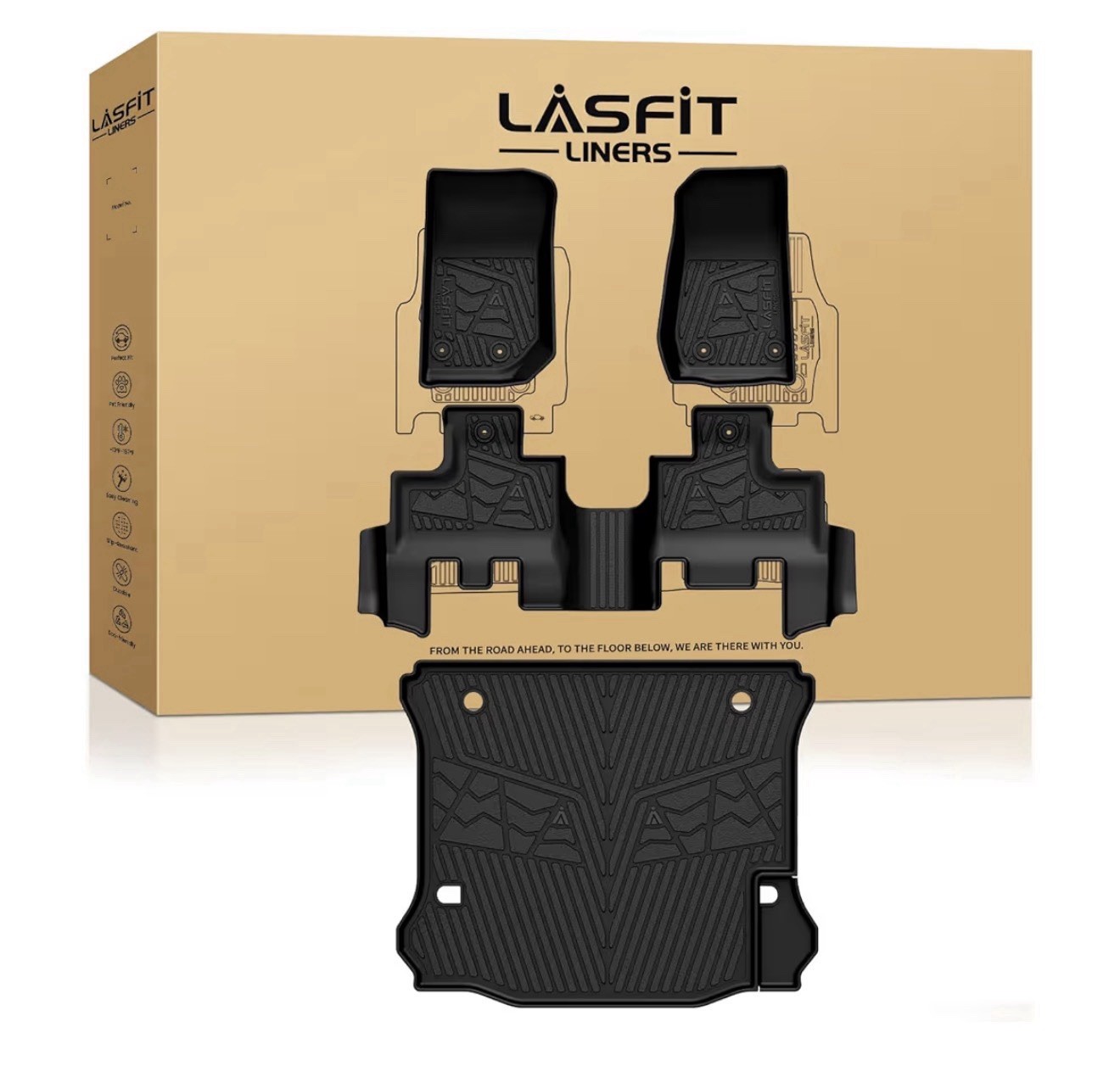 LASFIT Floor Mats for Jeep Wrangler JK 2014-2018 Unlimited 4 Doors