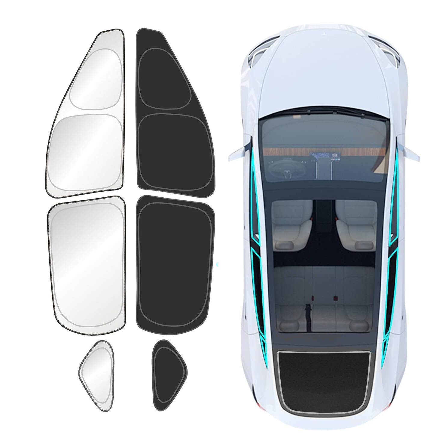 6x For 2017-2024 Tesla Model 3 Accessories Side Window Sun Shade Privacy Cover
