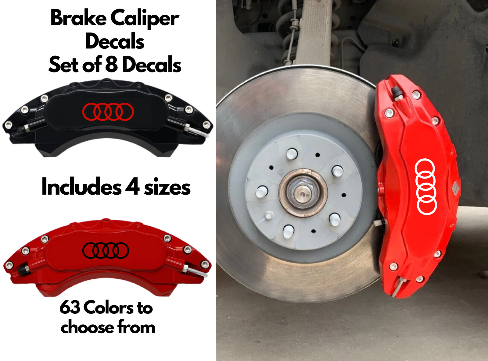 10x Audi Brake Caliper Decals | Replacement Brake Stickers Audi Quattro | 5 Size