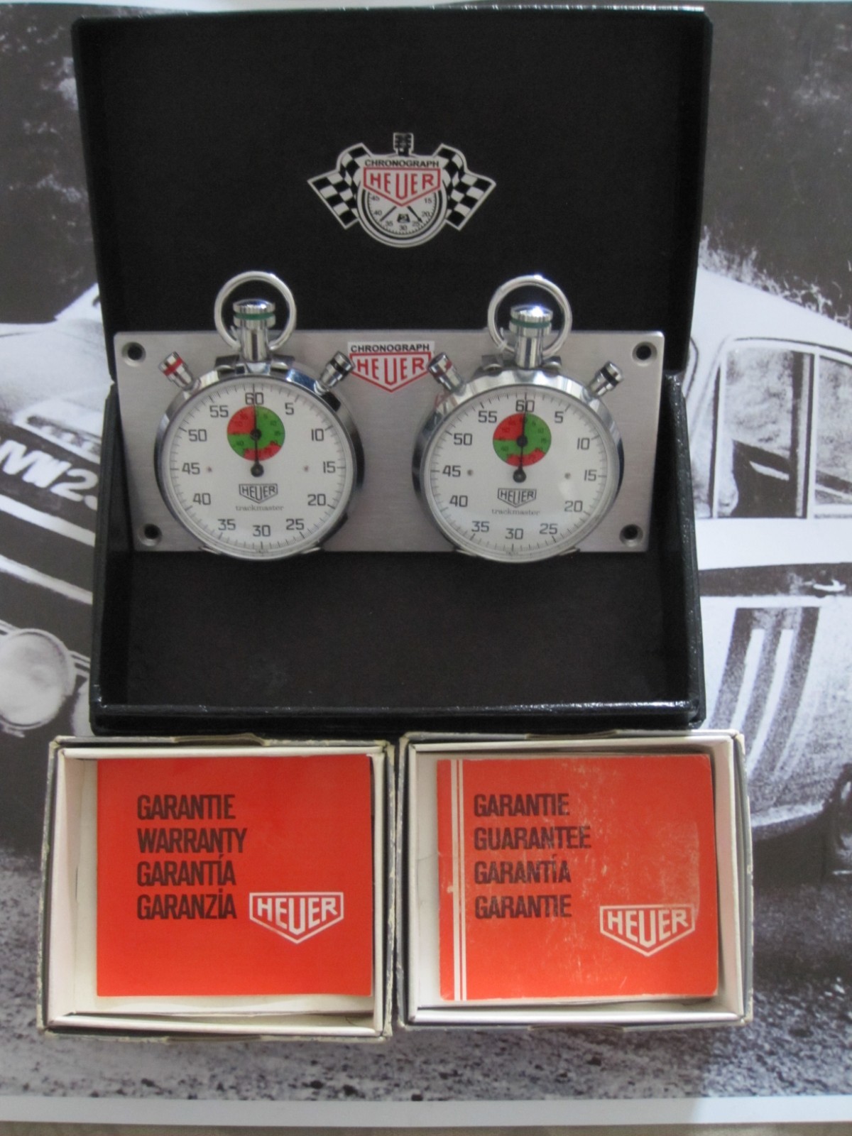 HEUER TRACKMASTERS, A VINTAGE PAIR OF TOP OF THE 