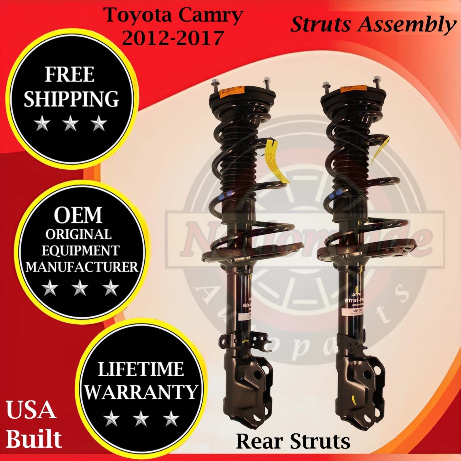 KYB Genuine OEM Rear Struts For 2012-2017 Toyota Camry Lifetime Warranty