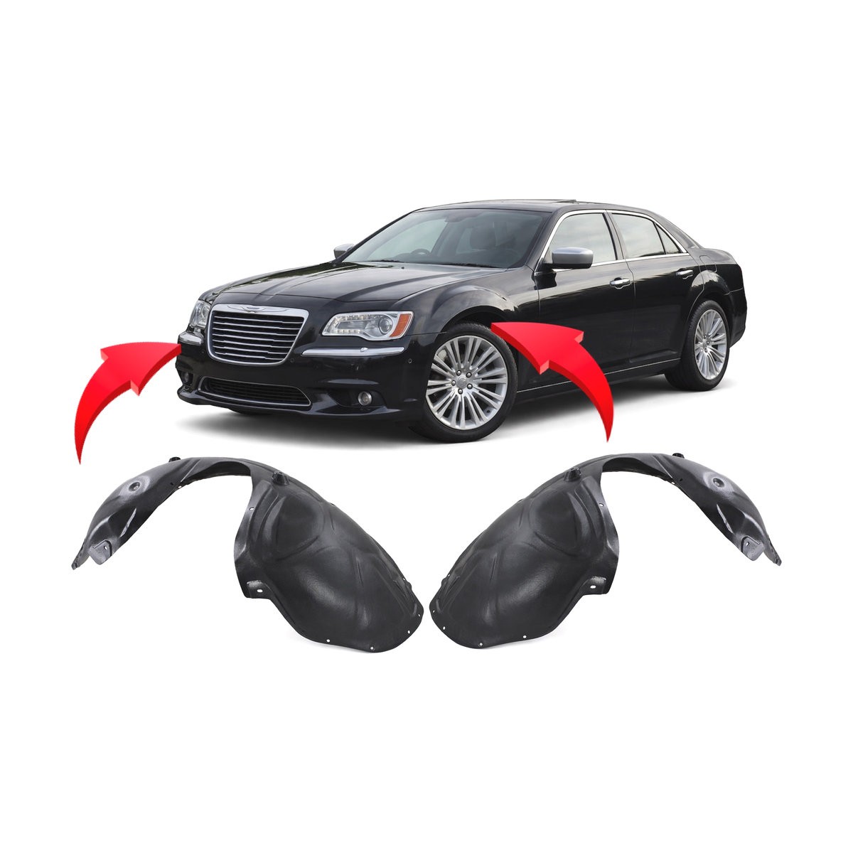 2011-2014 Chrysler 300 Set of 2 Fender Liners CH1248155 CH1249155 68084289AG