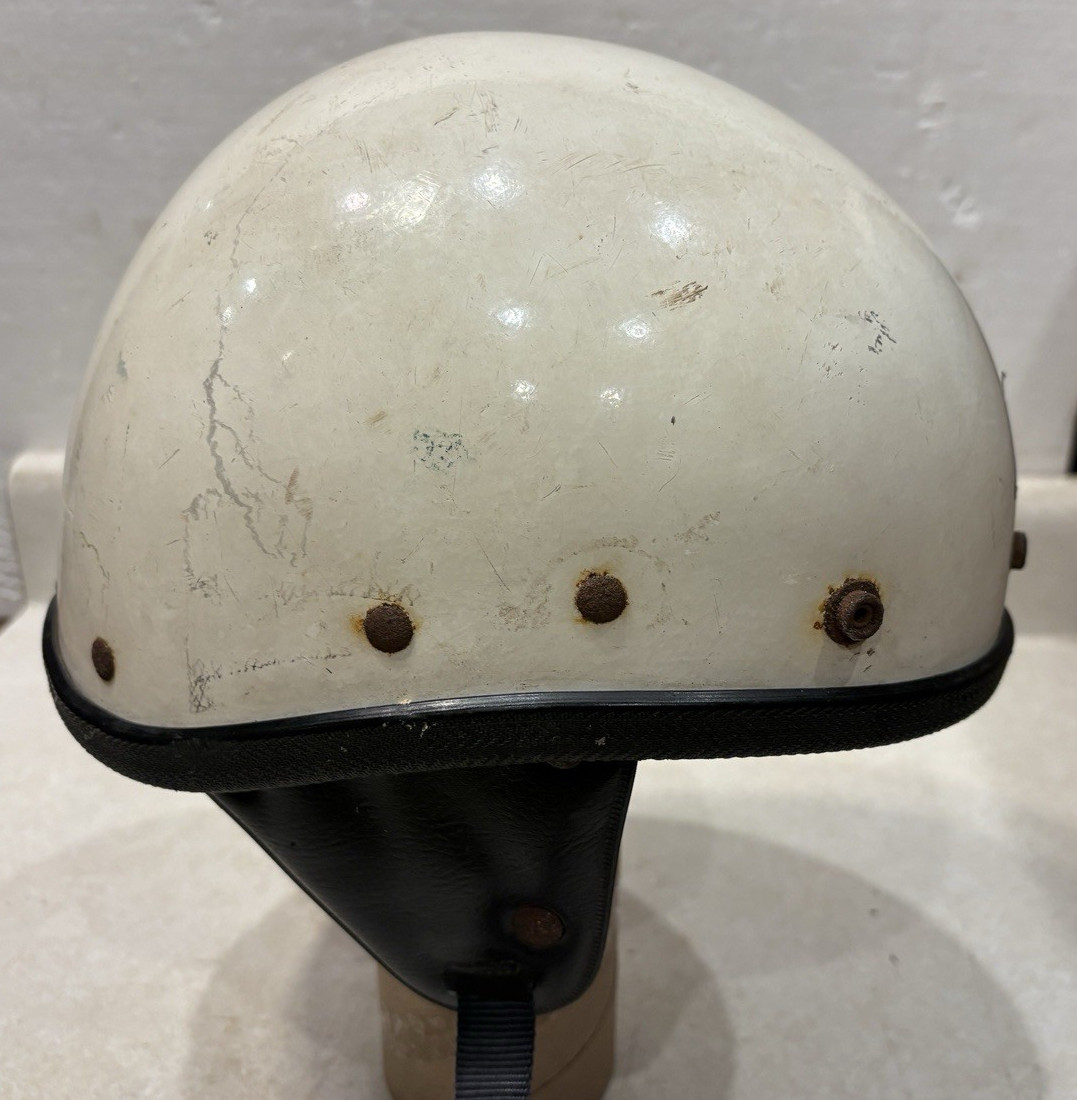 Vintage 1960\'s Buco Traveler Helmet White - Open Face Half Shell USA Adjustable Vintage 1960\'s Buco Traveler Helmet White - Open Face Half Shell USA Adjustable