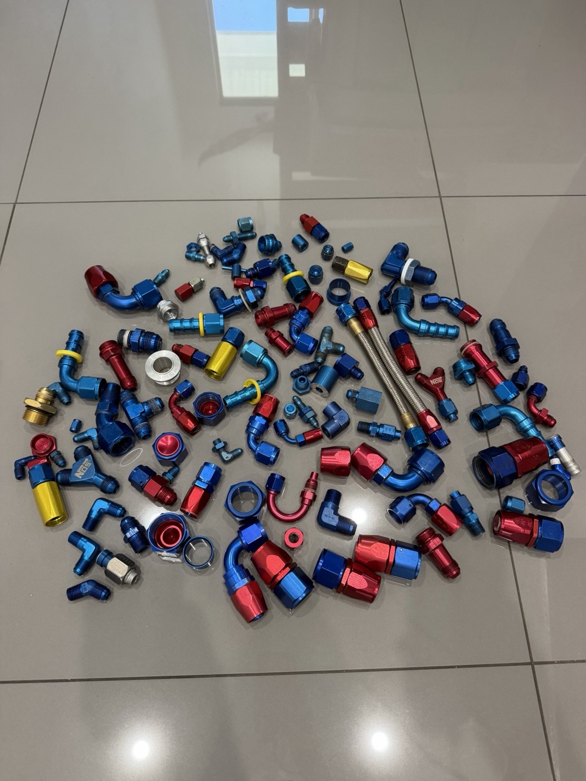 AN Fittings Huge Assorted Lot of Over 100+ Used fittings Huge Lot