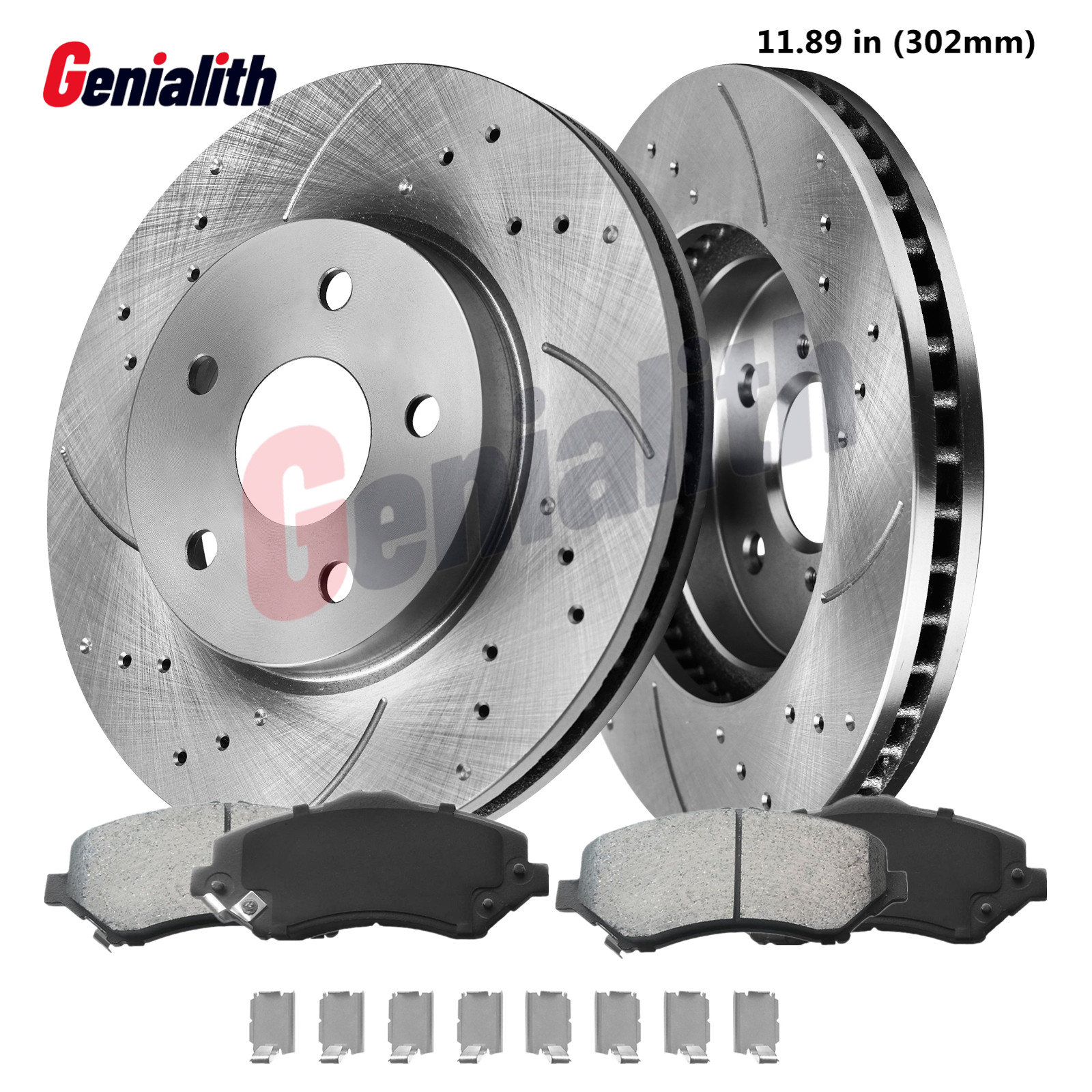 11.89 in Front Brake Rotors & Ceramic Pads Kit for Grand Caravan 2008-2016 5 Lug
