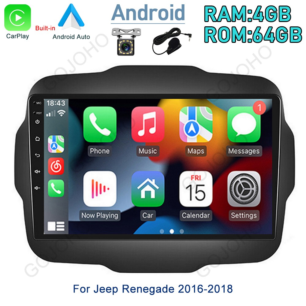 For 2016-2018 Jeep Renegade Radio Apple CarPlay Android Stereo GPS Touch Screen