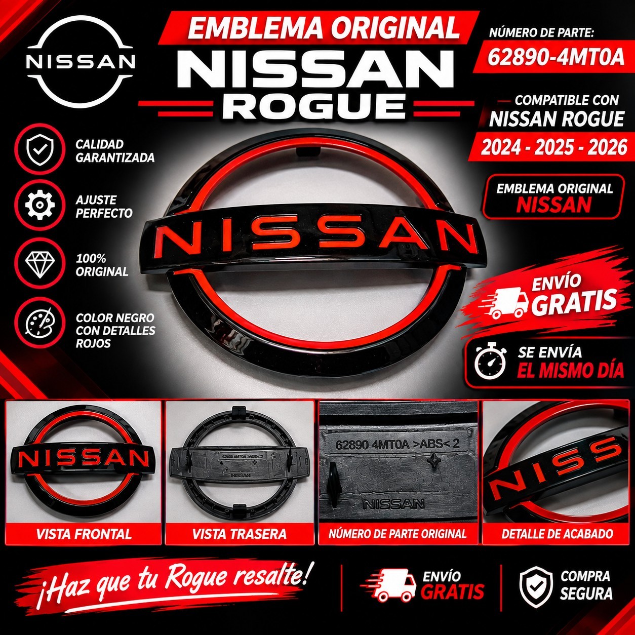 Genuine Nissan Grille Emblem 62890-4MT0A NEW 0EM 628904MT0A- ROCK CREEK EDITION Genuine Nissan Grille Emblem 62890-4MT0A NEW 0EM 628904MT0A- ROCK CREEK EDITION
