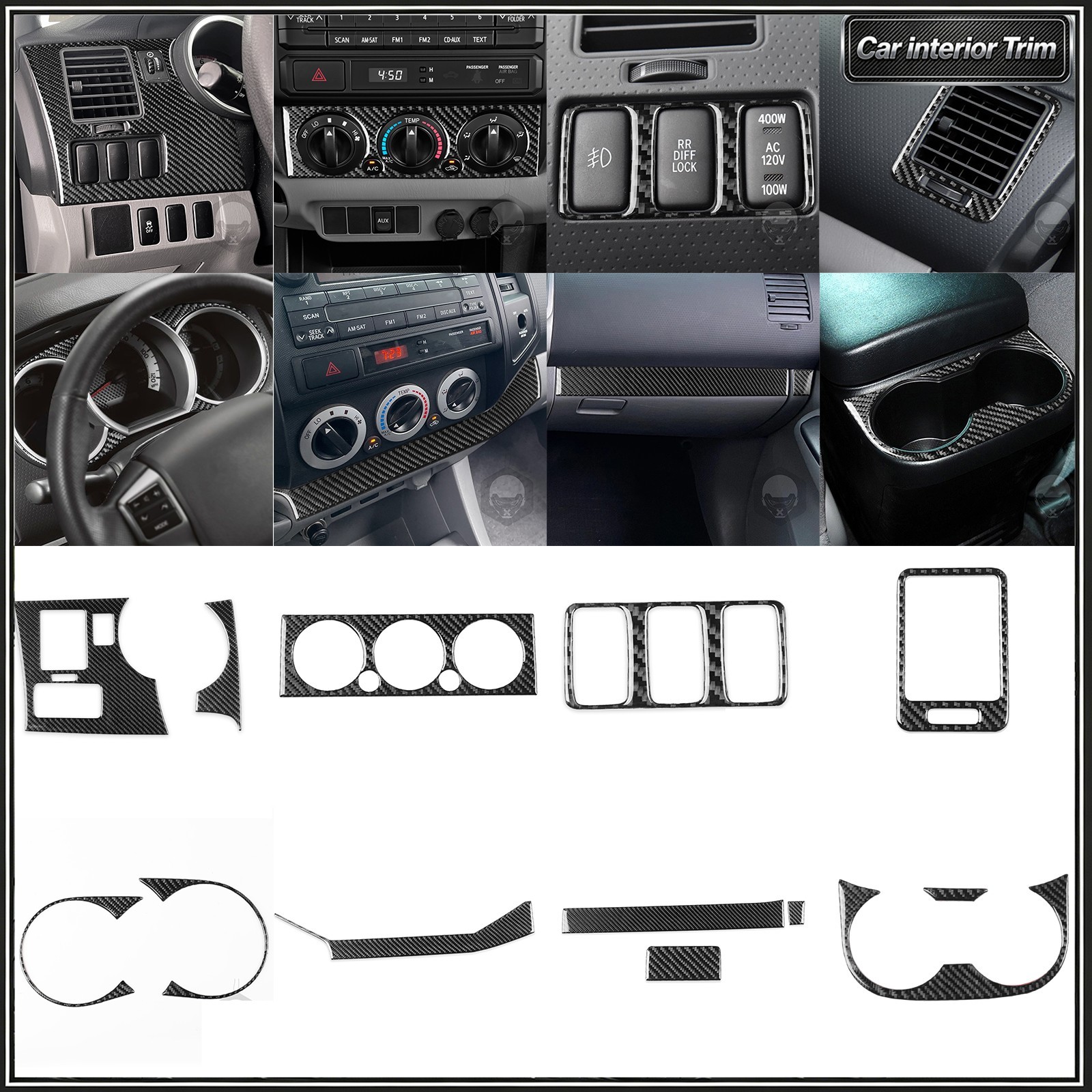 For Toyota Tacoma 2005-2015 Real Carbon Fiber Interior Dashboard Full Trim Kit For Toyota Tacoma 2005-2015 Real Carbon Fiber Interior Dashboard Full Trim Kit