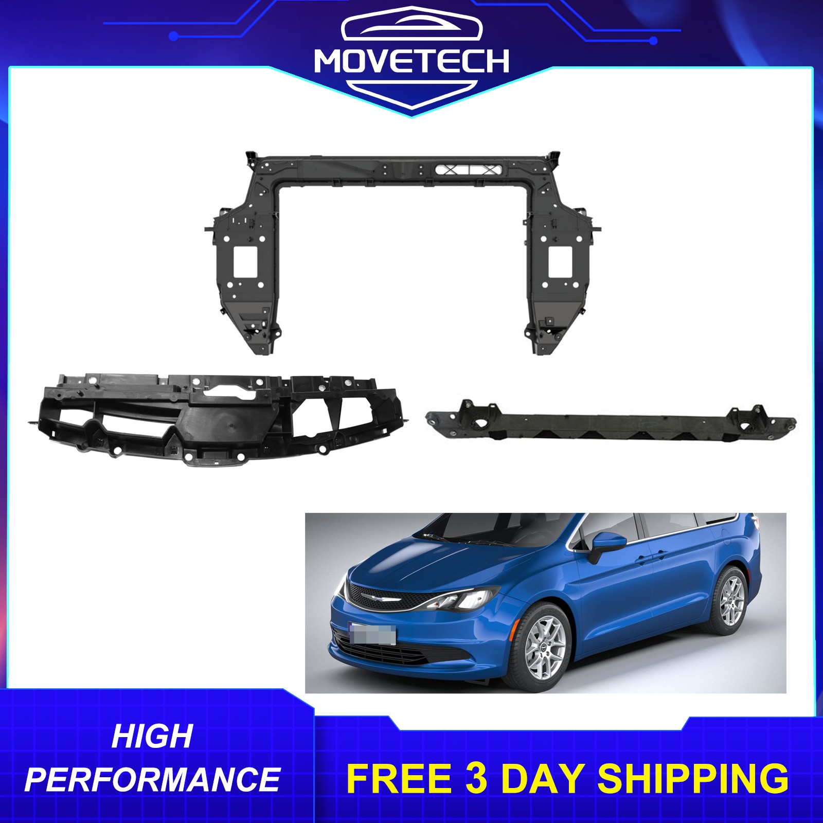 For 2017-2025 Chrysler Pacifica Voyager 3pcs Radiator Supports Core Upper For 2017-2025 Chrysler Pacifica Voyager 3pcs Radiator Supports Core Upper