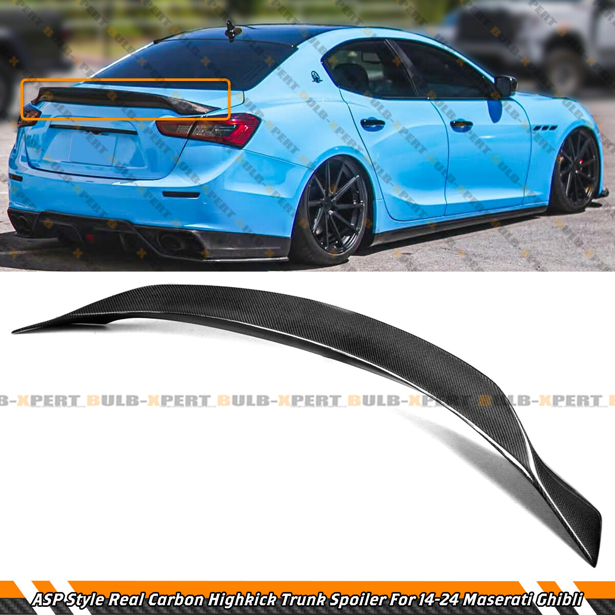 For 2014-2024 Maserati Ghibli ASP Style Real Carbon Fiber Highkick Trunk Spoiler