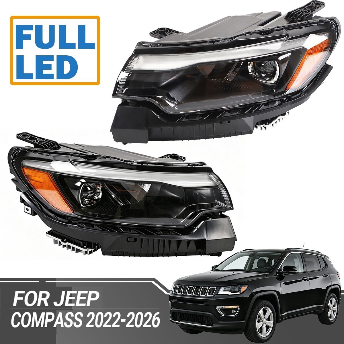 For 22-26 Jeep Compass Projector LED Headlight Assembly Left Right Lighting US