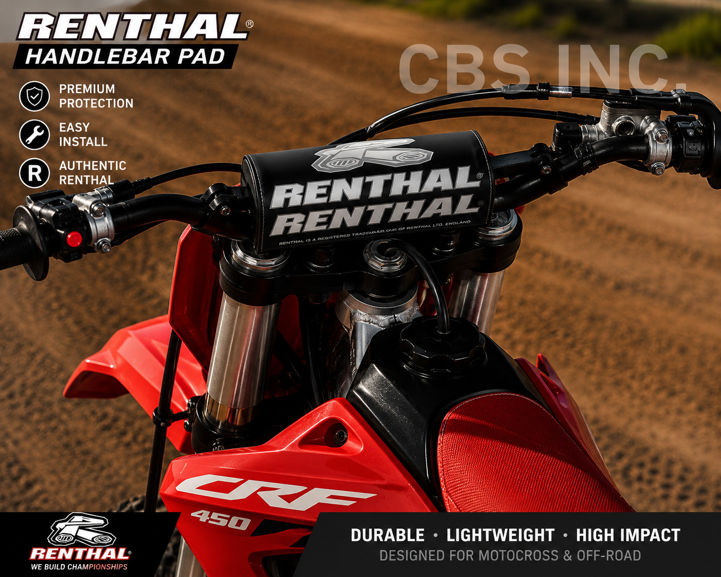 Renthal Fatbar Handlebar Pad 1 1/8” Genuine MX Motocross Dirt Bike - Multi Color