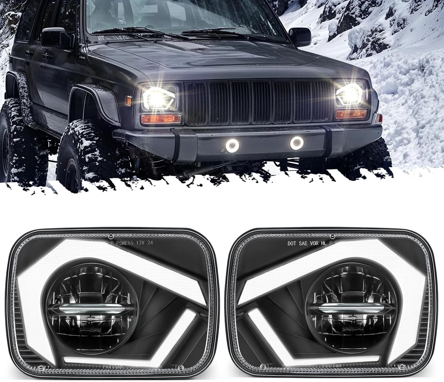 Partsam 2025 H6054 LED Headlights 7x6 5x7 Headlamp Hi/Low Sealed Beam Black Partsam 2025 H6054 LED Headlights 7x6 5x7 Headlamp Hi/Low Sealed Beam Black