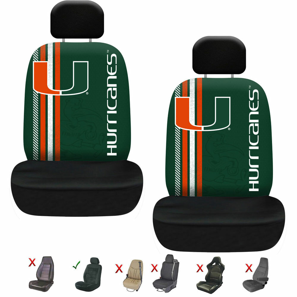 New NCAA Miami Hurricanes Car Front Universal Fit Seat Covers Set New NCAA Miami Hurricanes Car Front Universal Fit Seat Covers Set