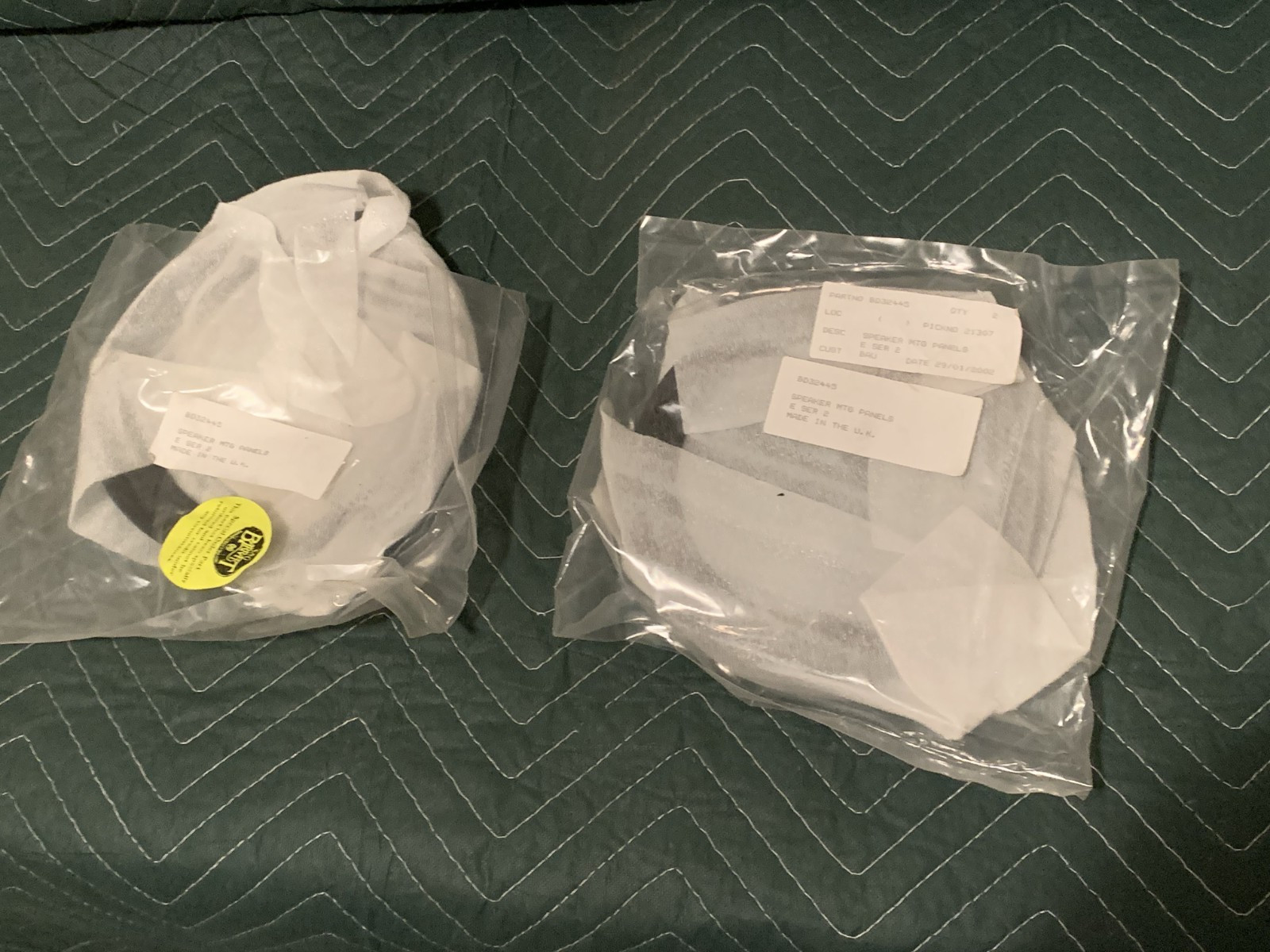 TWO NOS JAGUAR XKE E TYPE SERIES TWO INTERIOR RADIO SPEAKER MOUNTING PANELS TWO NOS JAGUAR XKE E TYPE SERIES TWO INTERIOR RADIO SPEAKER MOUNTING PANELS