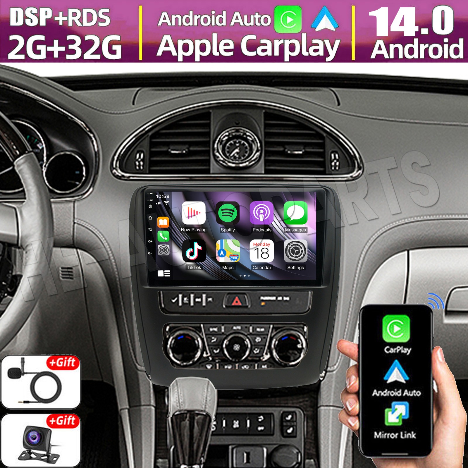 9\'\' Android 14 For Buick Enclave 2013-2017 CarPlay Car Radio Stereo GPS Headunit