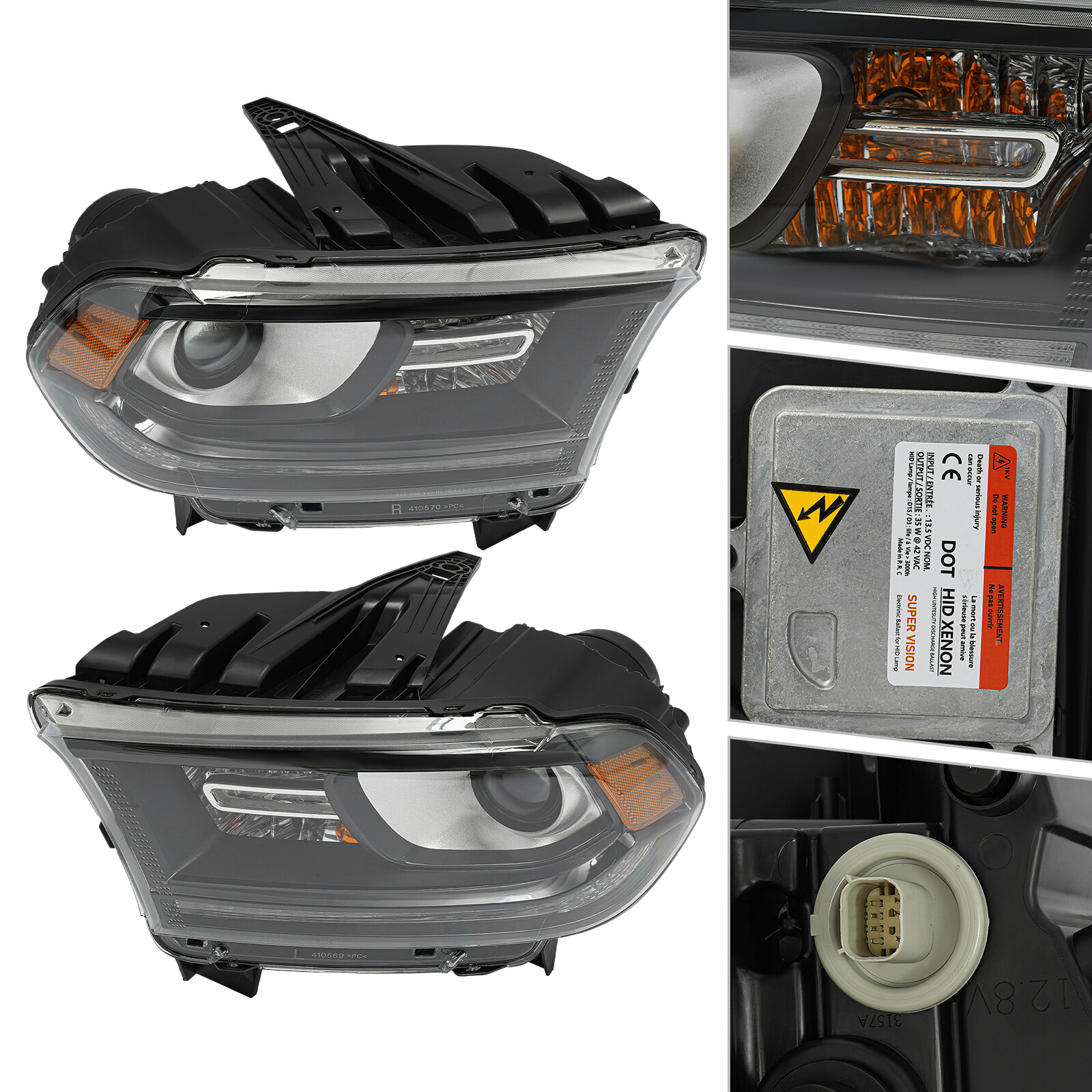 For 2016-2020 Dodge Durango Xenon/HID Headlights Headlamps w/DRL Left+Right Side
