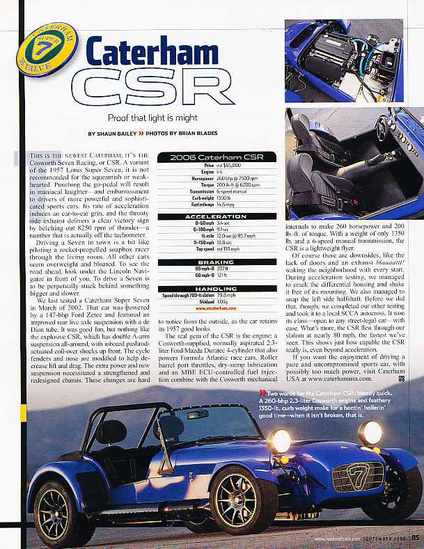 2006 Caterham CSR Seven Classic Article A19-B 2006 Caterham CSR Seven Classic Article A19-B