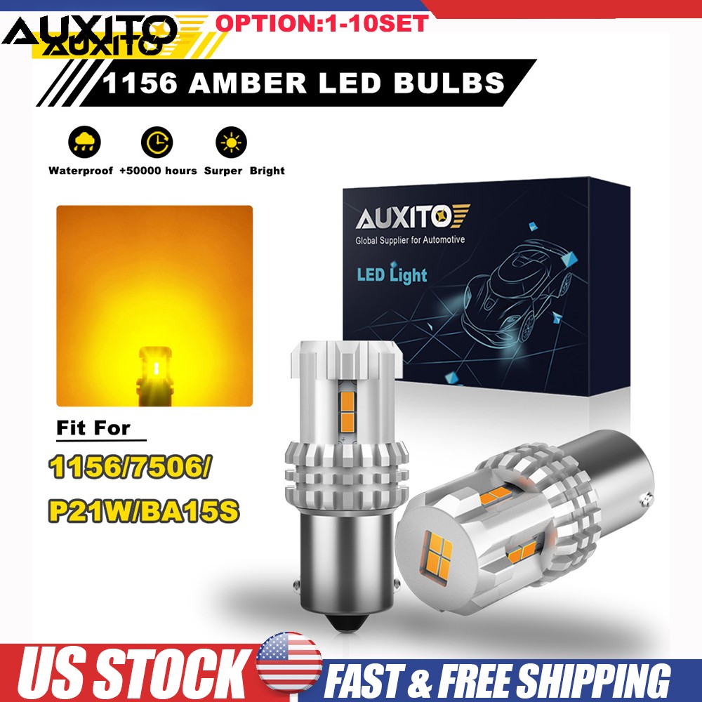 AUXITO 1156 Amber LED Turn Signal Indicator Parking Light Bulbs CANBUS 2-20x
