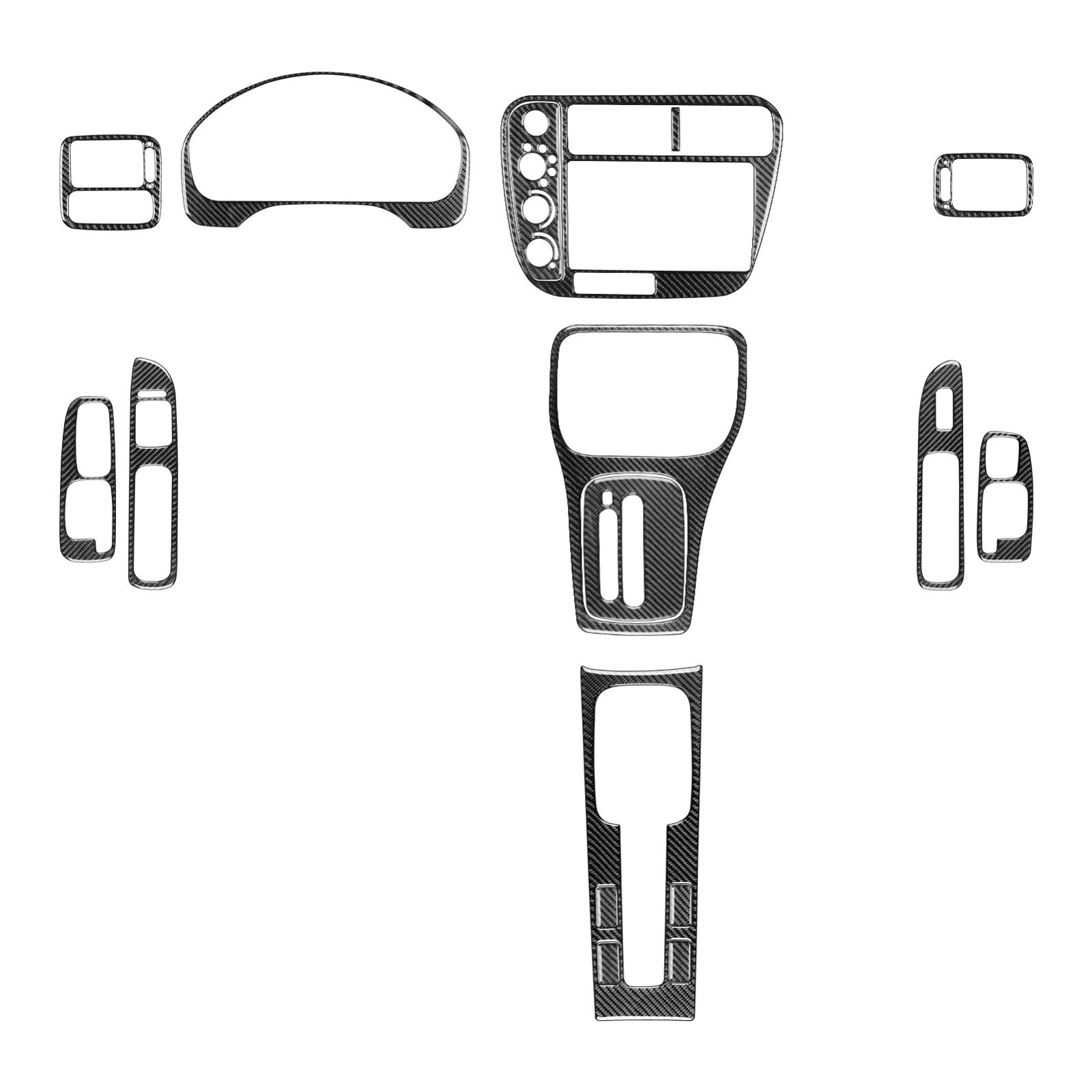 17Pcs Real Carbon Fiber Kits Full Interior Cover Trim For Honda Civic 1996-2000