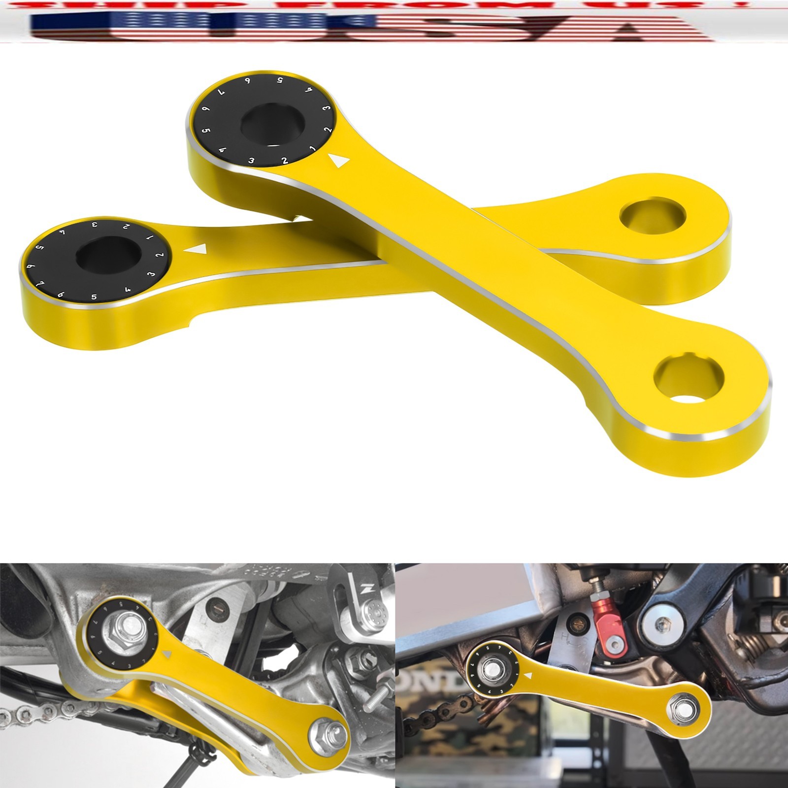 Gold CNC Adjustable Lowering Link For Suzuki RM125 RM250 DR-Z 400SM DRZ400S/E Gold CNC Adjustable Lowering Link For Suzuki RM125 RM250 DR-Z 400SM DRZ400S/E