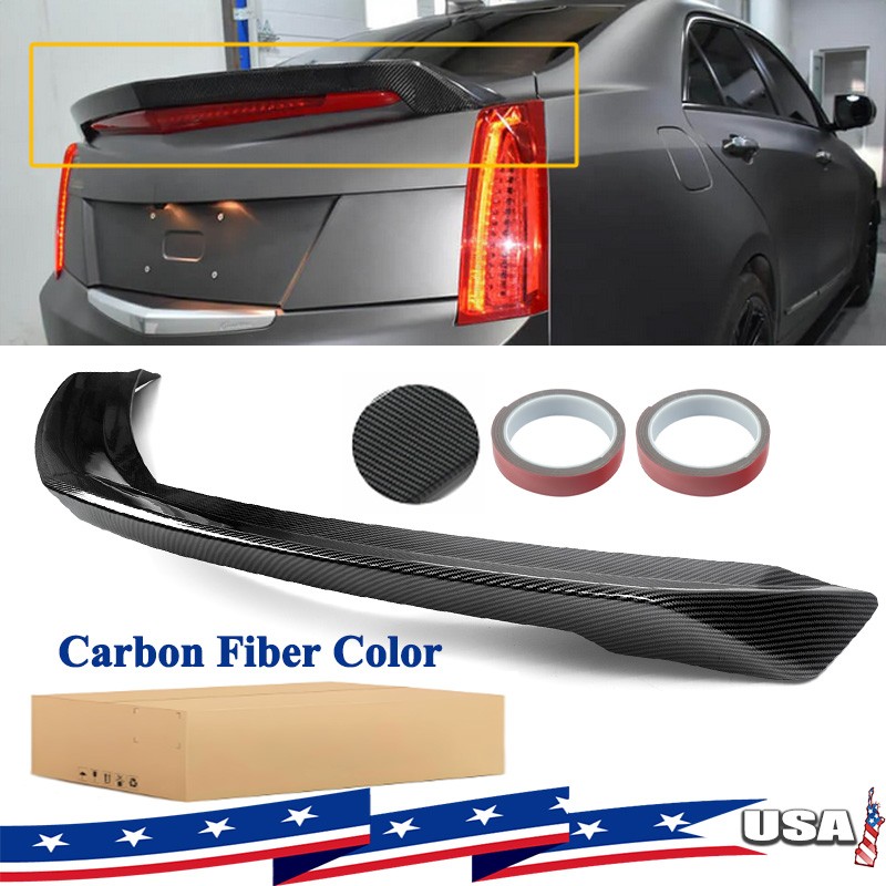 V Style Highkick Carbon Color Trunk Wing Spoiler For 2013-18 Cadillac ATS Sedan