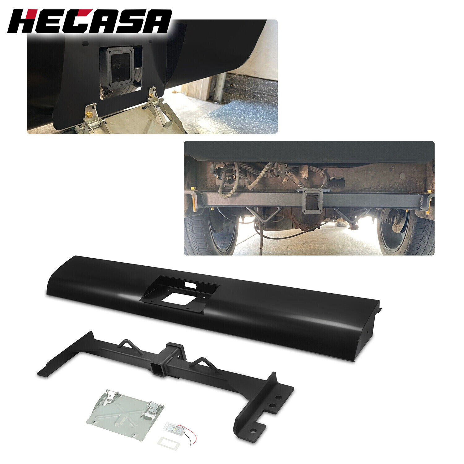 HECASA For 99-07 Chevy GMC Rear Hidden Hitch Receiver Roll Pan w/Light Flip Down