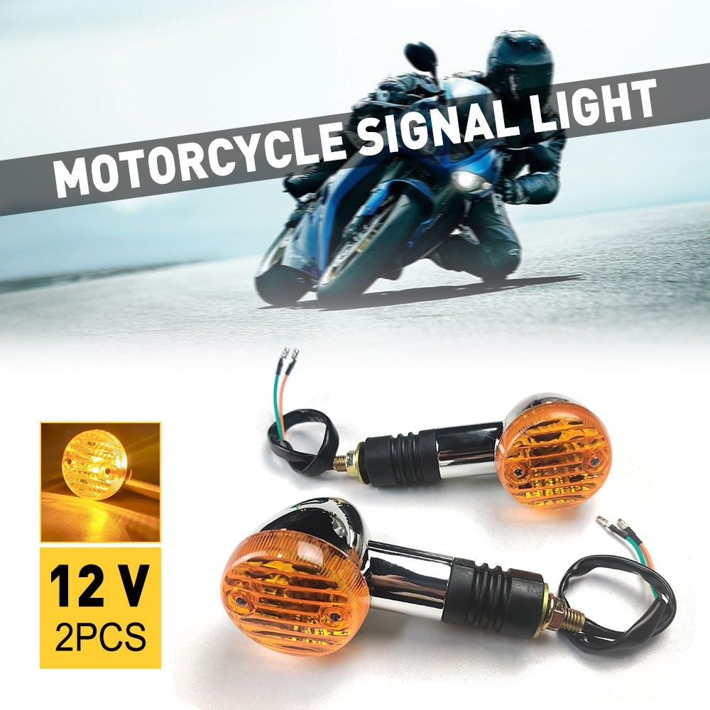 2× Chrome Amber Front Rear Turn Signal Blinker Indicator Light For Motorcycle