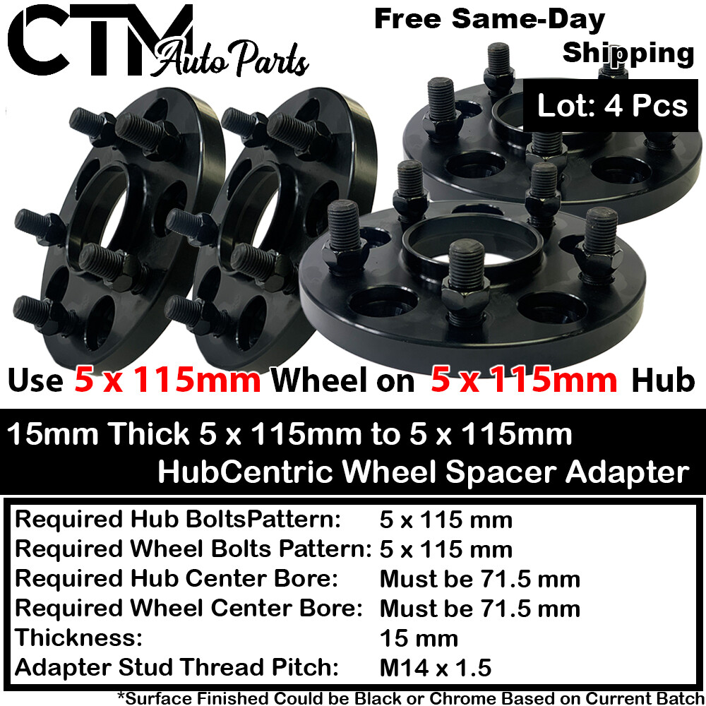 4x 15mm Thick 5x115mm 71.5mm Bore HubCentric Wheel Spacer Charger Challenger 300