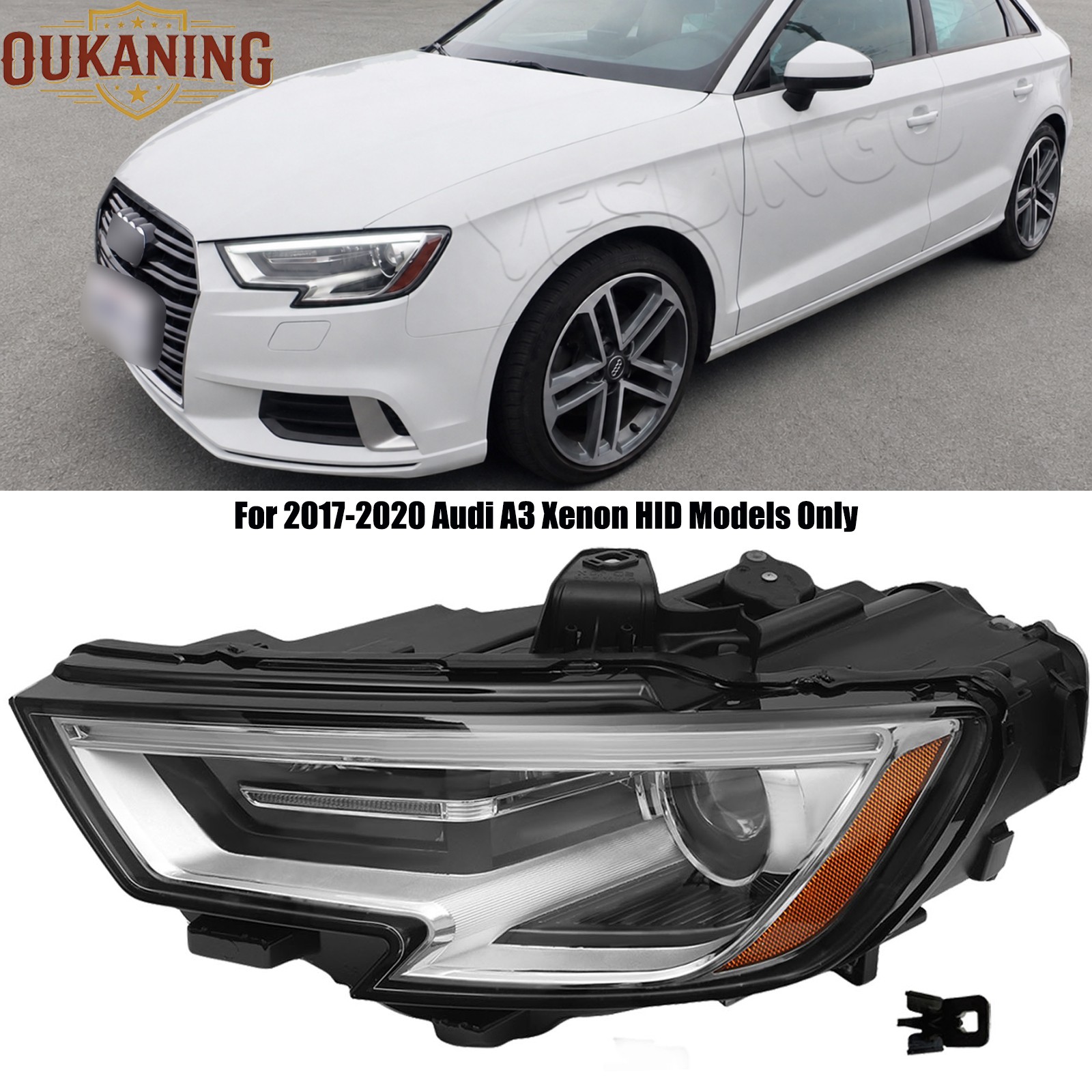 For 2017-2020 Audi A3 HID/Xenon Headlight Assembly Non-AFS Left Driver Side For 2017-2020 Audi A3 HID/Xenon Headlight Assembly Non-AFS Left Driver Side