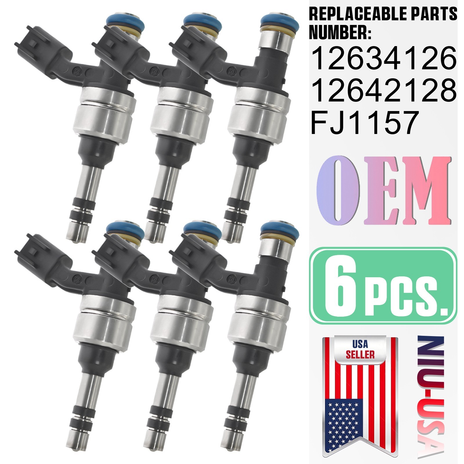 6PCS OEM Fuel injectors 12634126 For Cadillac Chevrolet GMC Buick 2012-2017 3.6L