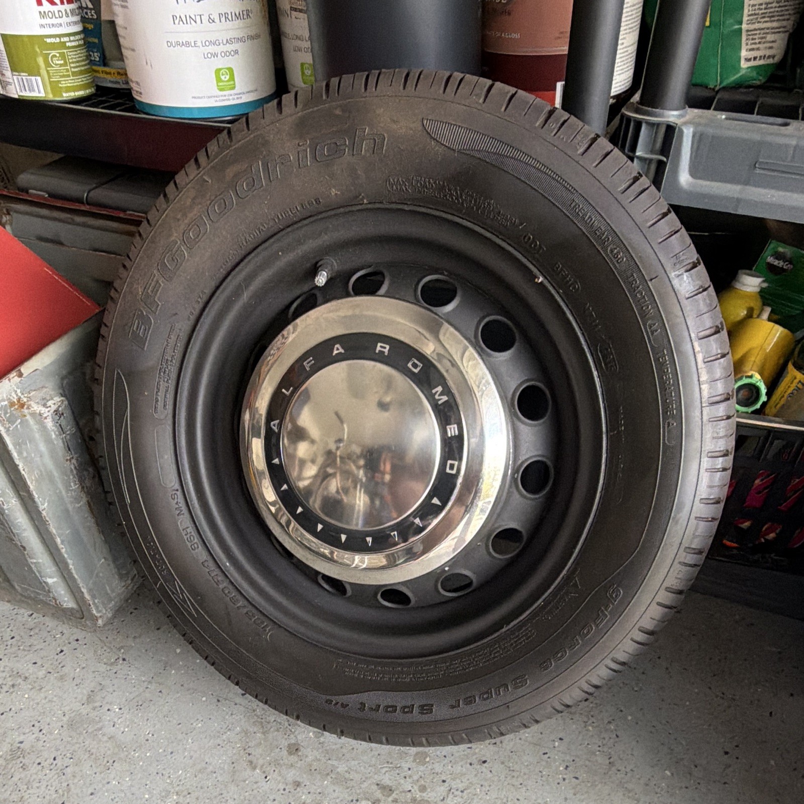 4 Original Factory 14in Alfa Romeo 1969 GTV Wheels with Stainless Steel Hub Cap 4 Original Factory 14in Alfa Romeo 1969 GTV Wheels with Stainless Steel Hub Cap