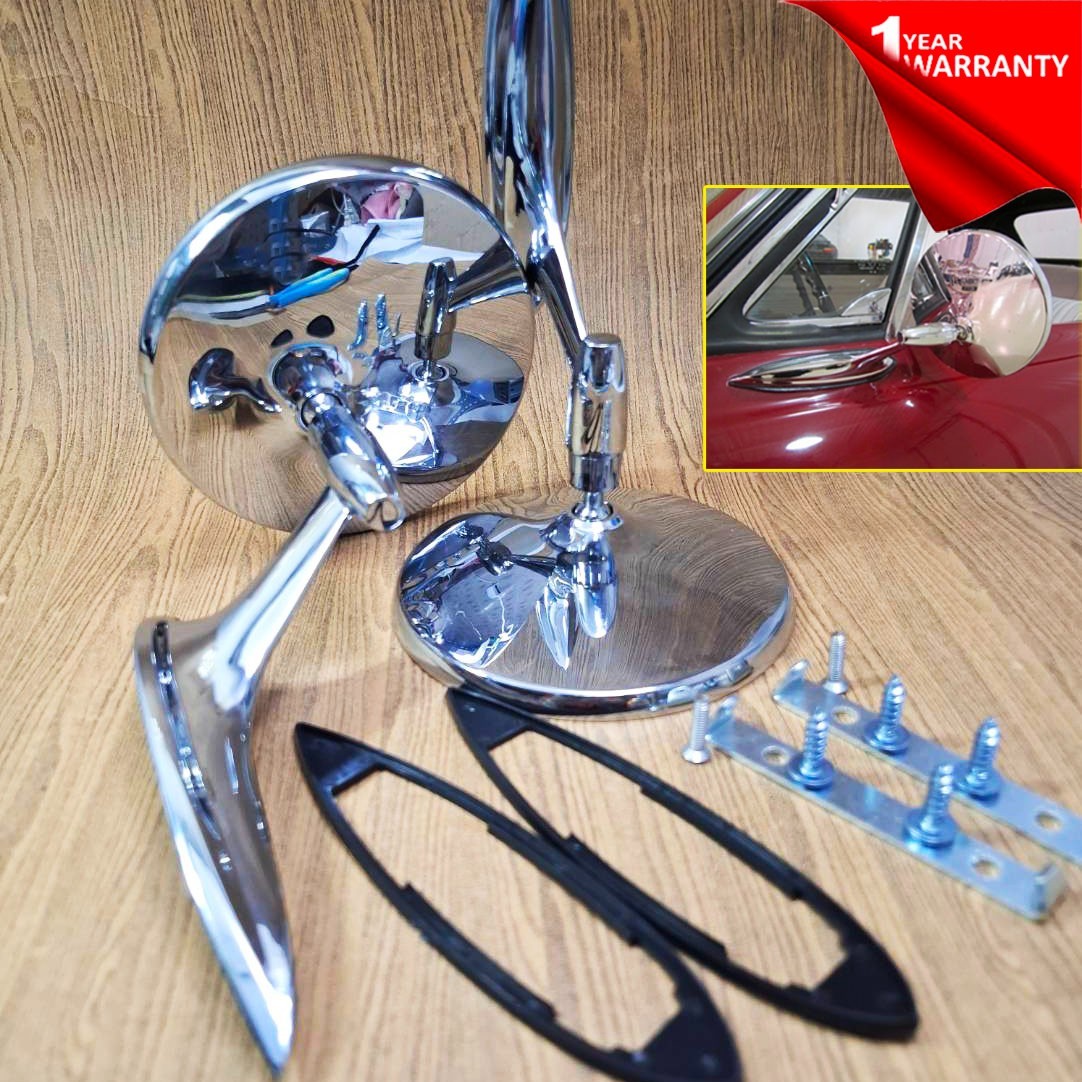 FOR 1962–1964 Ferrari 250 GTO 4153GT COUPE CHROME SIDE VIEW MIRROR ALLOY PAIR