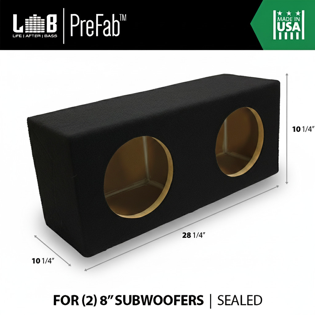 1.20 ft³ Dual Sealed MDF Sub Woofer Enclosure for 8-In. Car Audio Subwoofer Pair