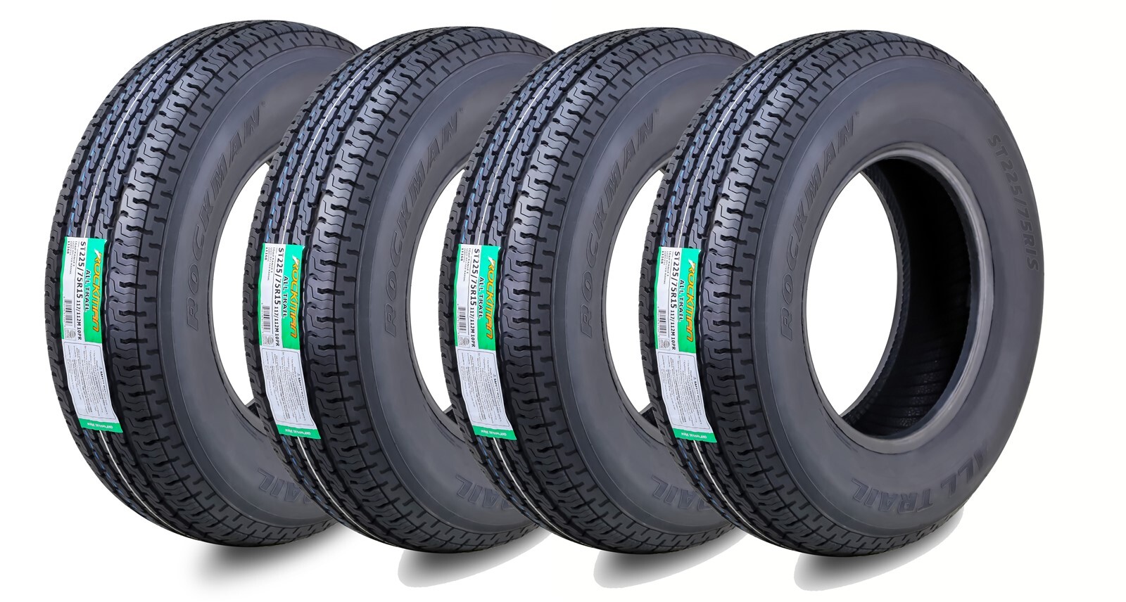ROCKMAN Trailer Tire ST225/75R15 10-Ply LR E 117M Steel Belted Radial 11168 Set4 ROCKMAN Trailer Tire ST225/75R15 10-Ply LR E 117M Steel Belted Radial 11168 Set4