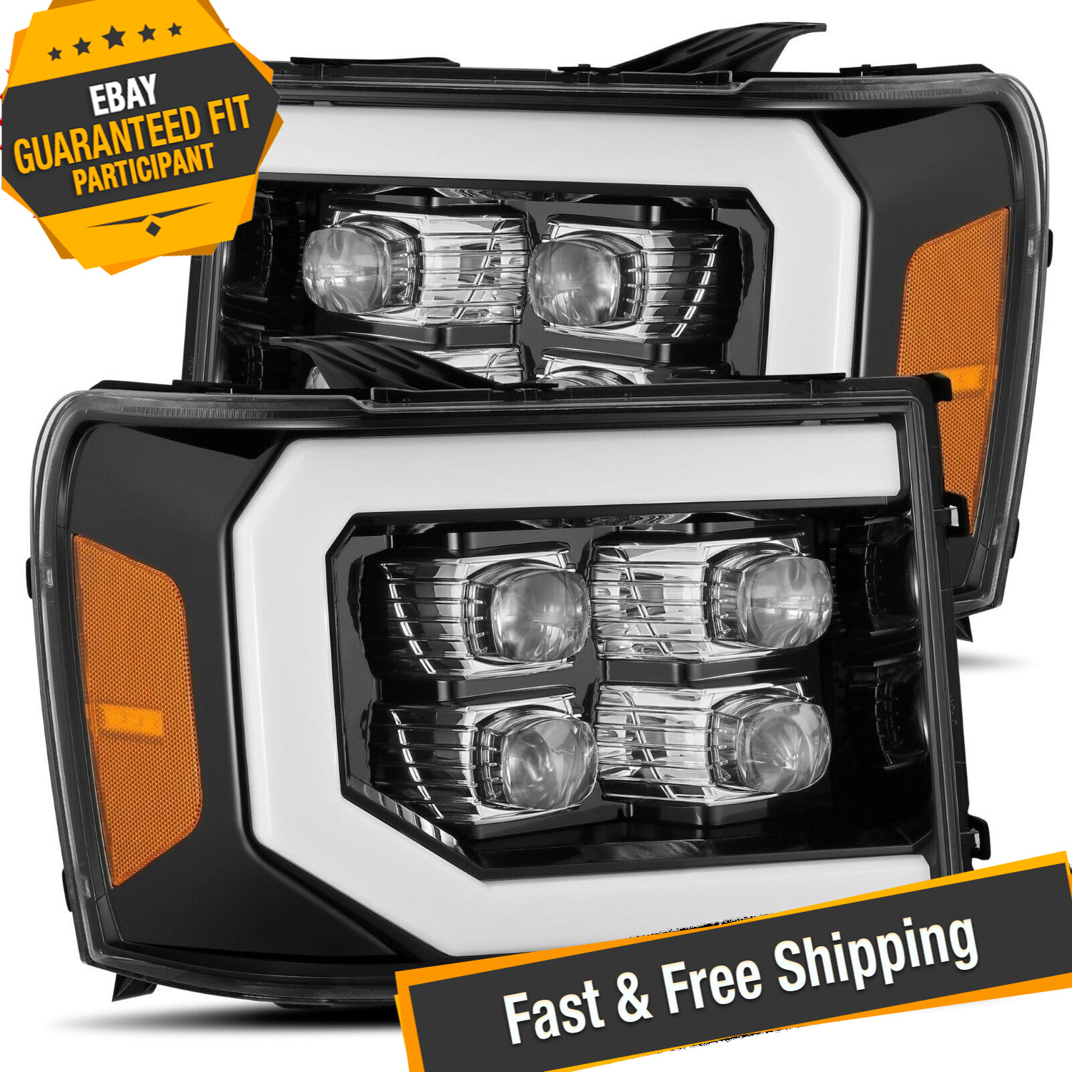 AlphaRex 880608 NOVA-Series Jet Black LED Projector Headlights