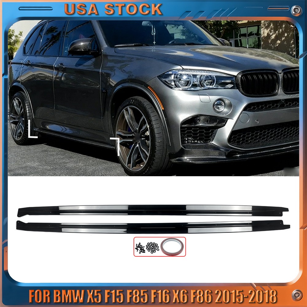 M Style Side Skirt Extension Lip For BMW X5 F15 F85 F16 X6 F86 2015-2018 Glossy